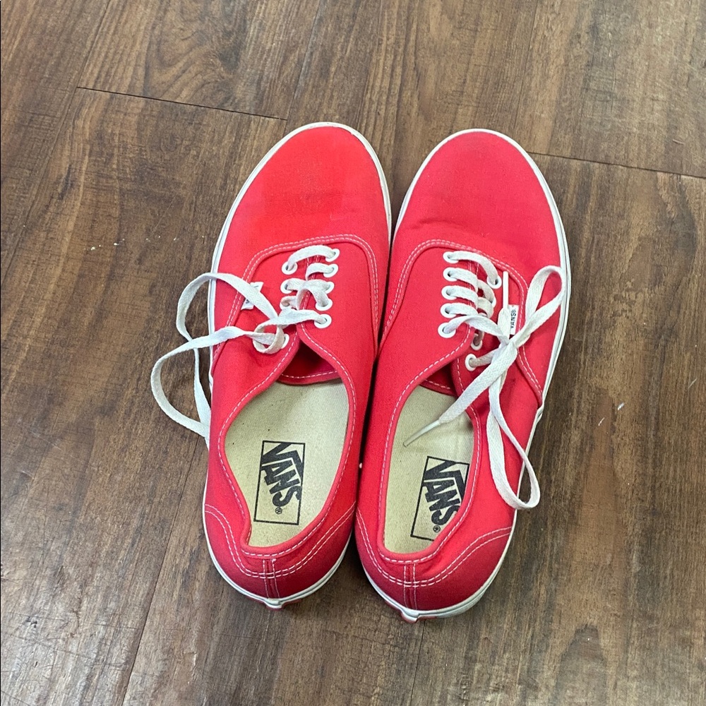 Men's Vans Red Canvas Boat Shoes, sz 11.5.